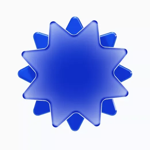 3D rendering of a blue star with multiple points on a white background