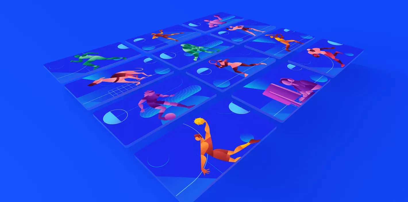 3D rendering of a blue star with multiple points on a white background