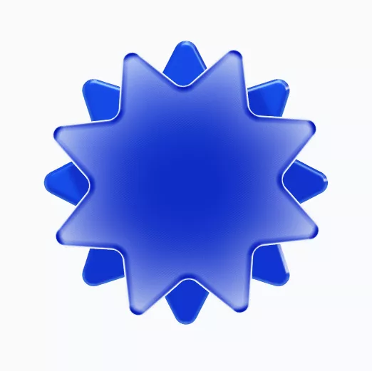 3D rendering of a blue star with multiple points on a white background